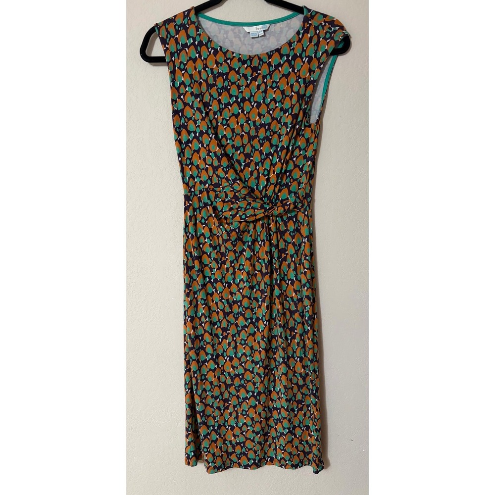 Boden Darcey Twist Front Jersey‎ Sheath Dress Navy Rust Green Womens Sz 6